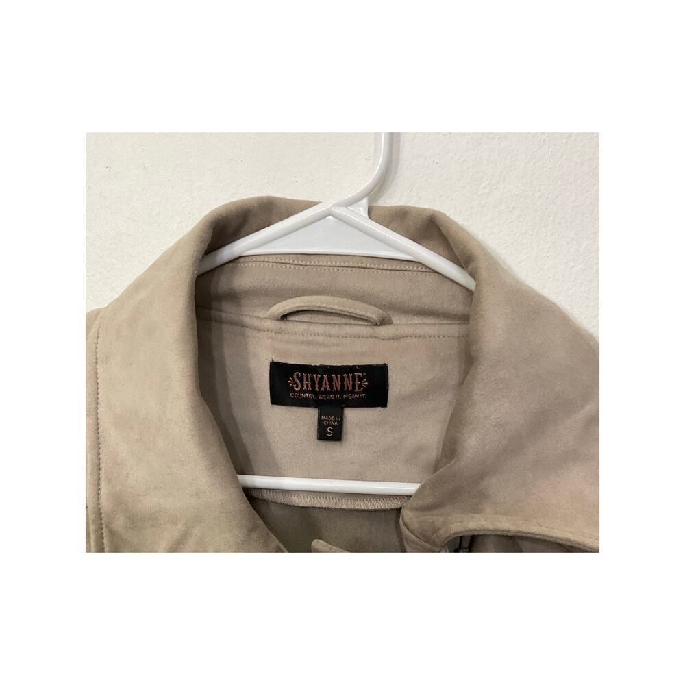 Shyanne Women's Ruffle Faux Suede Moto Jacket Front Zip Size Small Stretch - Picture 5 of 6
